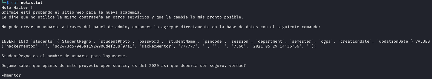 developer note