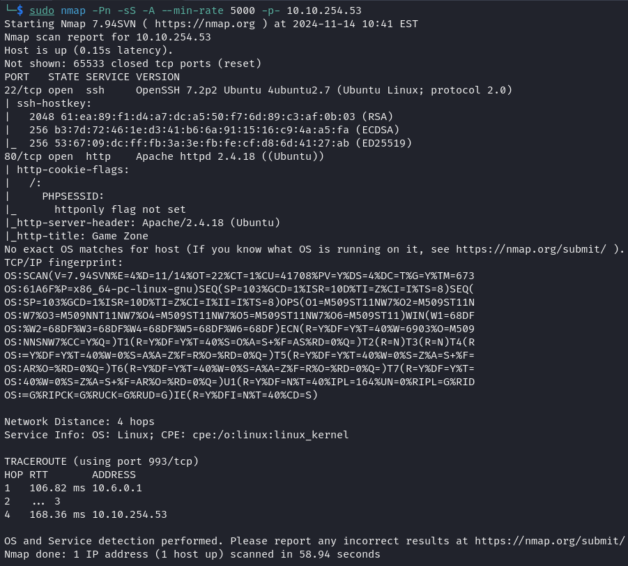 Nmap results