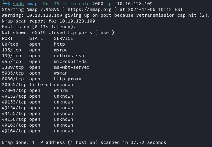 Resultado nmap